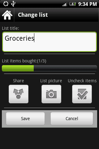 shopping list